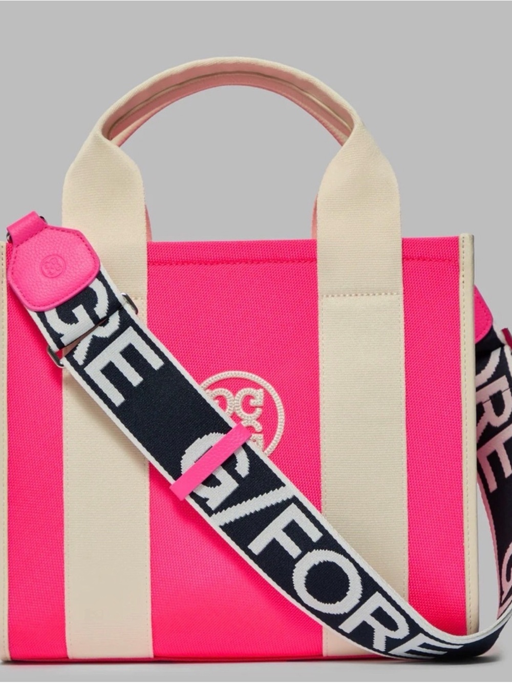G/Fore Pray for Birdies Pink & Cream Canvas Tote Bag - Picture 5 of 8